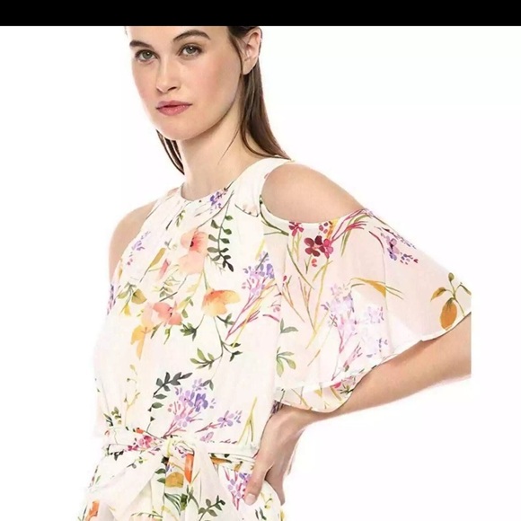 Calvin Klein White and Orange Ruffled Tiered Maxi Dress - Picture 11 of 11